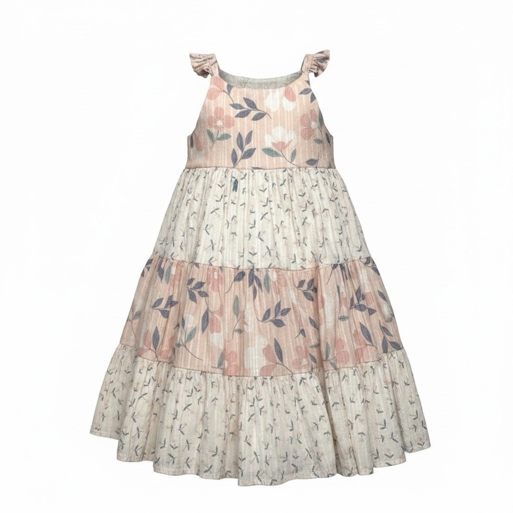 Catherine Malandrino Floral Tiered Size 5T Girls Sleeveless Dress